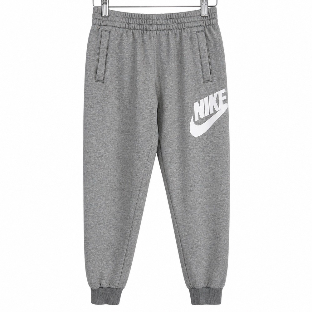 Nike Kids Gray Fleece Jogger Sweatpants Big Logo Cotton Blend Size L